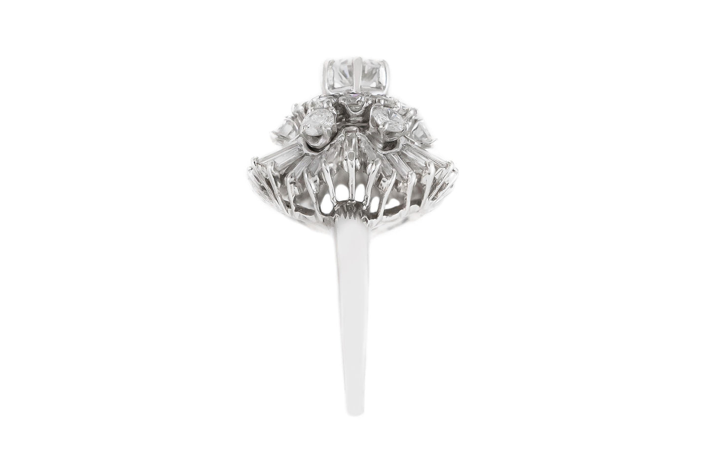 Vintage 1950s 3.80 Carat Diamond Flower Ring