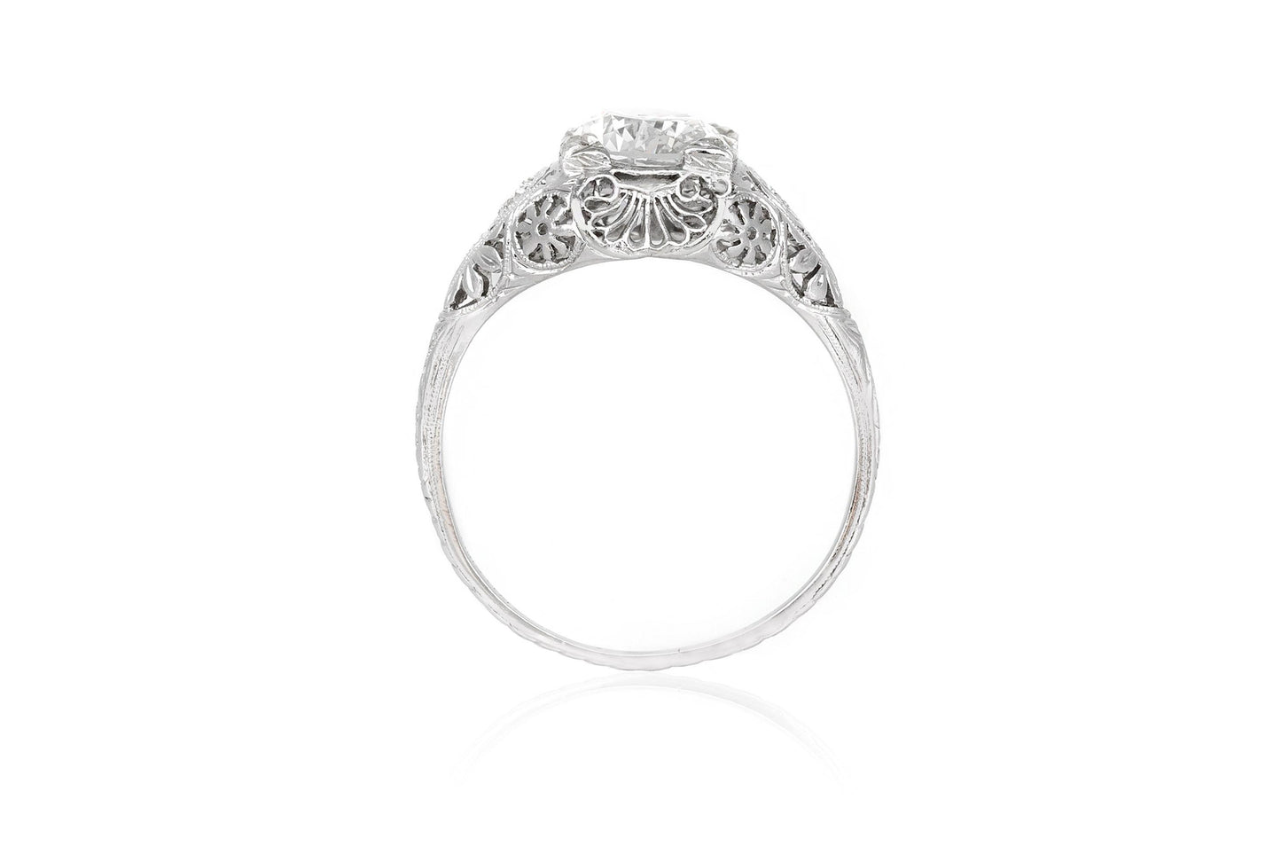 Antique Edwardian 1900s 1.79 Carat Old European Cut Diamond Engagement Ring