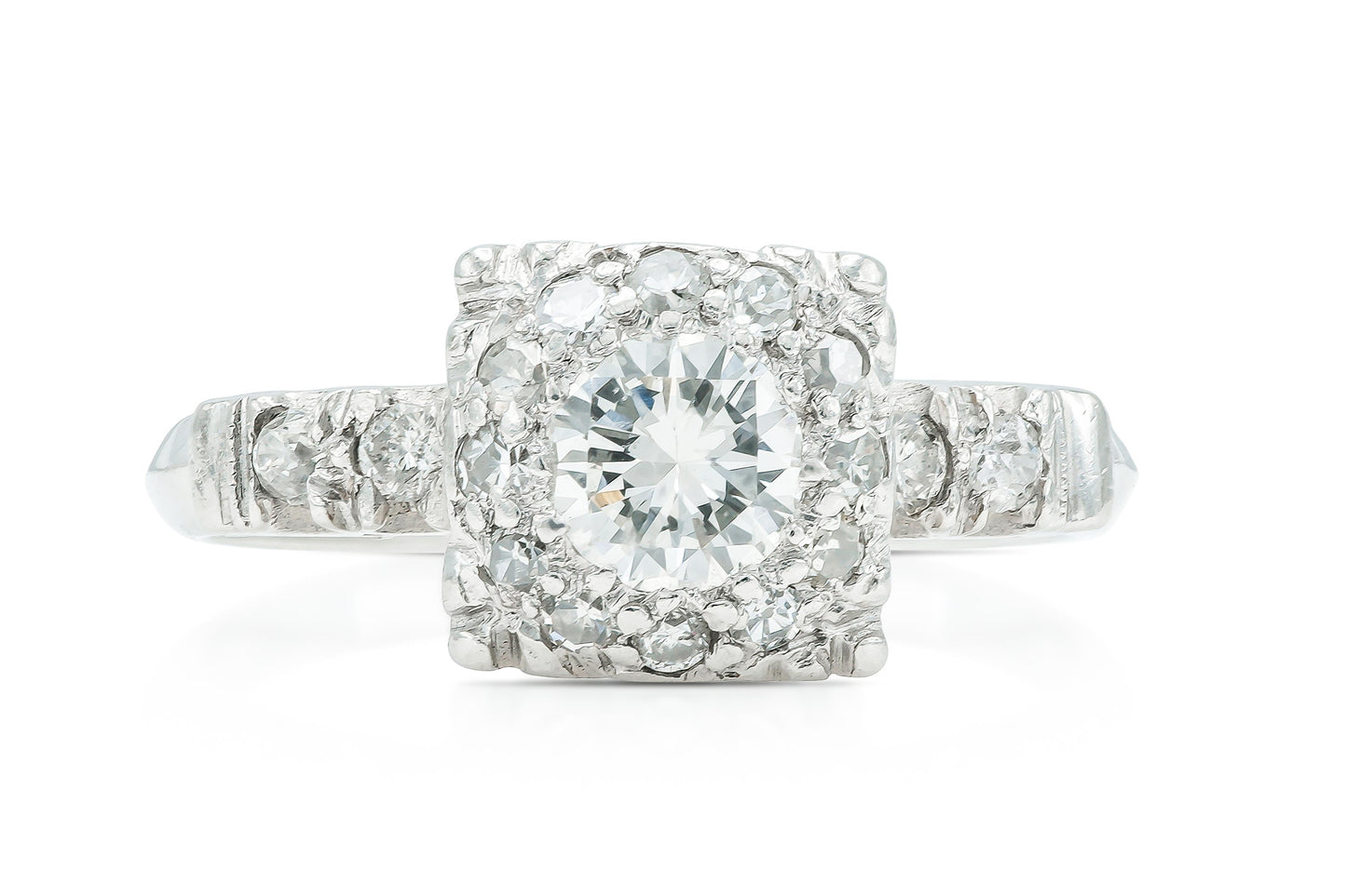 Vintage 1950s 0.50 Carat Round Brilliant Cut Diamond Engagement Ring