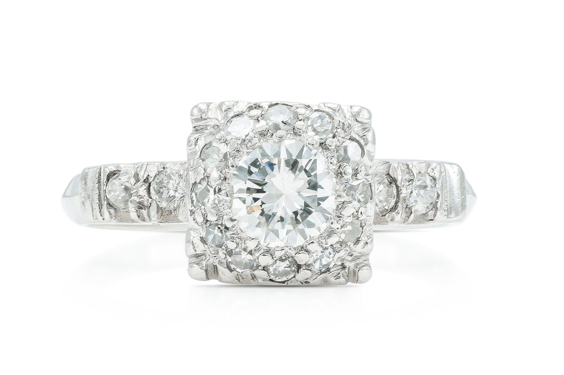 Vintage 1950s 0.50 Carat Round Brilliant Cut Diamond Engagement Ring
