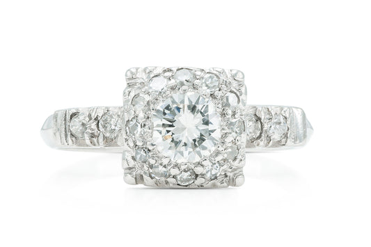 Vintage 1950s 0.50 Carat Round Brilliant Cut Diamond Engagement Ring