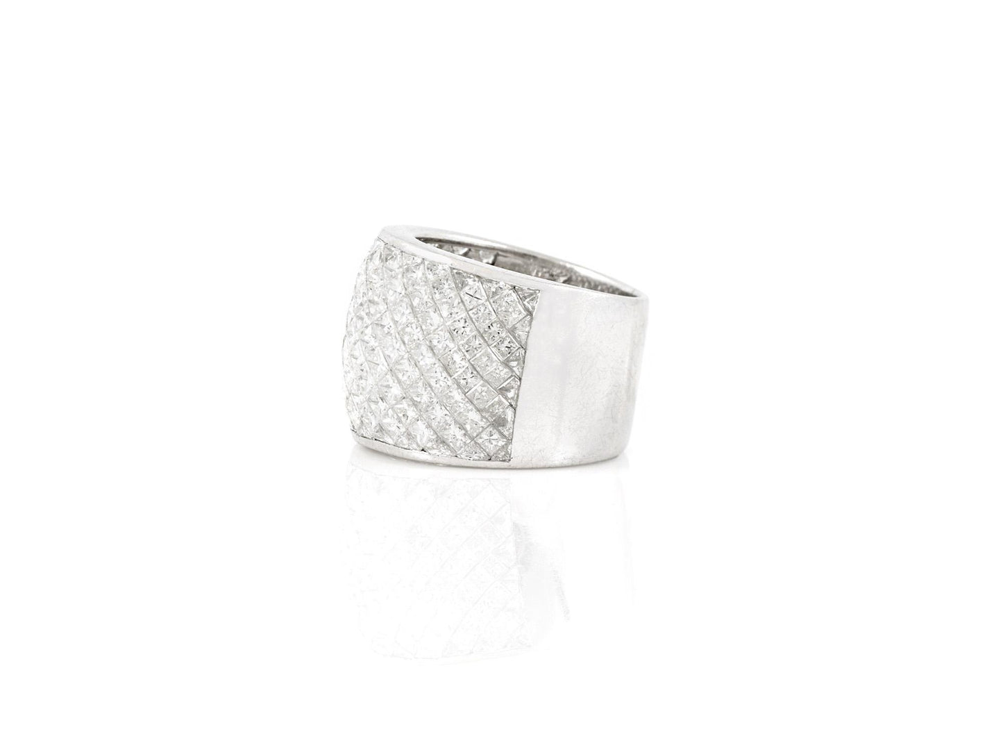 6.65 Carat Invisible Set Princess Cut Diamonds Wide Band