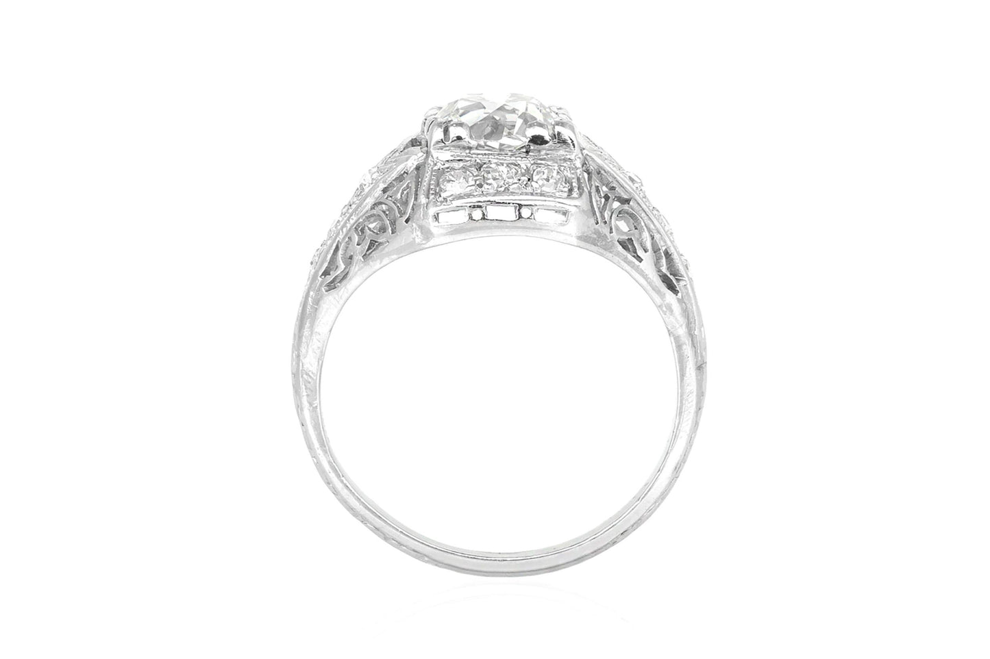 Antique Art Deco 1920s 1.38 Carat Old European Cut Diamond Engagement Ring