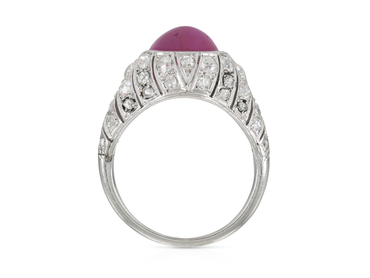 Antique Art Deco 1930s 3.00 Carat Star Ruby Ring with Diamonds