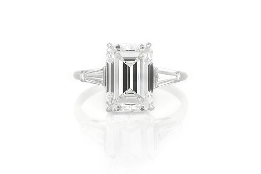 5.31 Carat Emerald Cut Diamond Engagement Ring