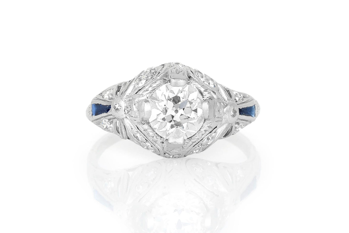Antique Edwardian 1910s 1.20 Carat Old European Cut Diamond Engagement Ring