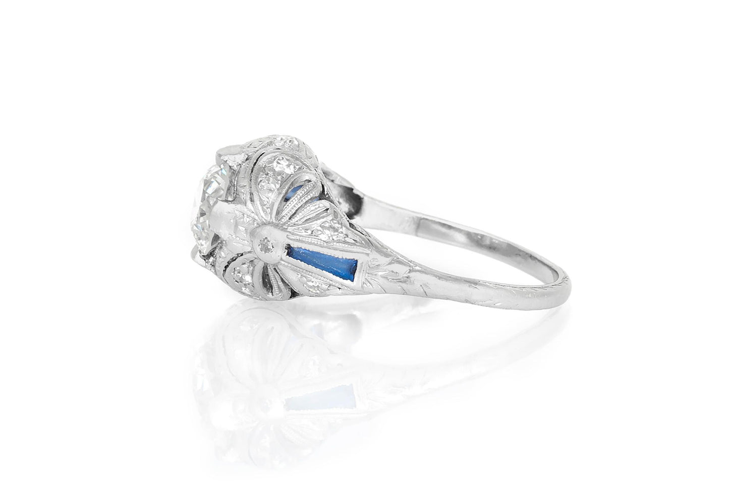 Antique Edwardian 1910s 1.20 Carat Old European Cut Diamond Engagement Ring