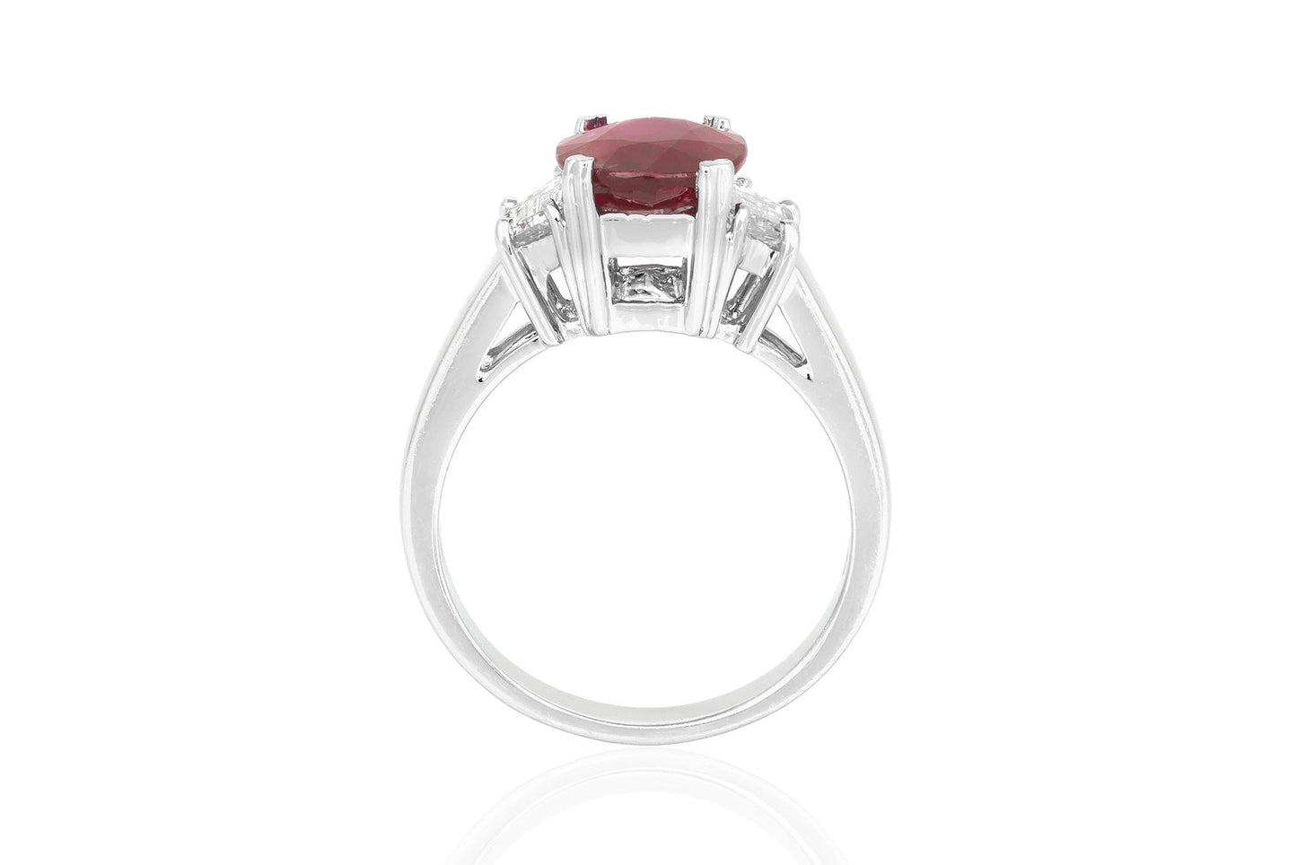 Vintage 1990s 3.01 Carat Oval Cut Ruby and 0.84 Carat Diamonds Ring