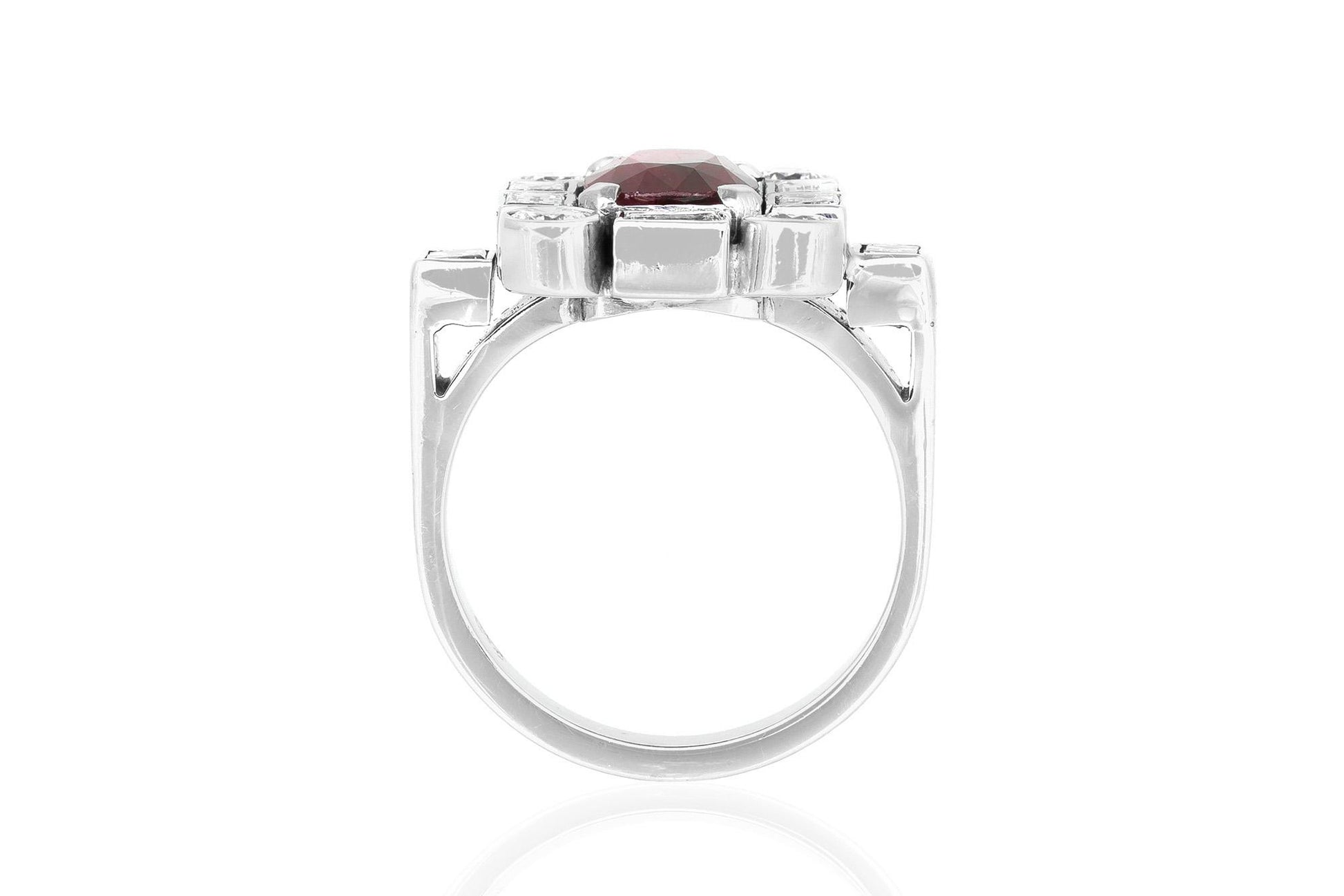 Vintage 1950s 3.00 Carat Oval Ruby & 2.00 Carat Diamonds Ring