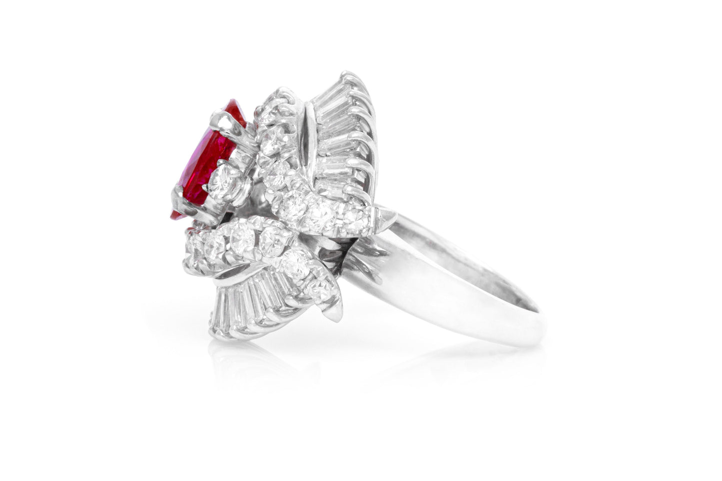 Vintage 1950s 2.68 Carat Ruby and 3.50 Carat Diamonds Ring