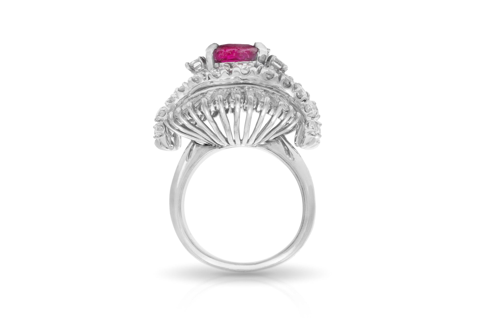 Vintage 1950s 2.68 Carat Ruby and 3.50 Carat Diamonds Ring