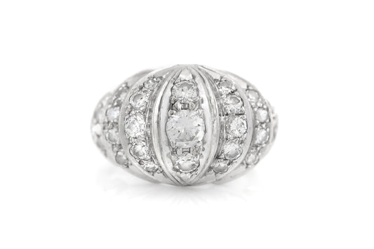 Vintage 1940s Retro 1.40 Carat Diamond Domed Ring