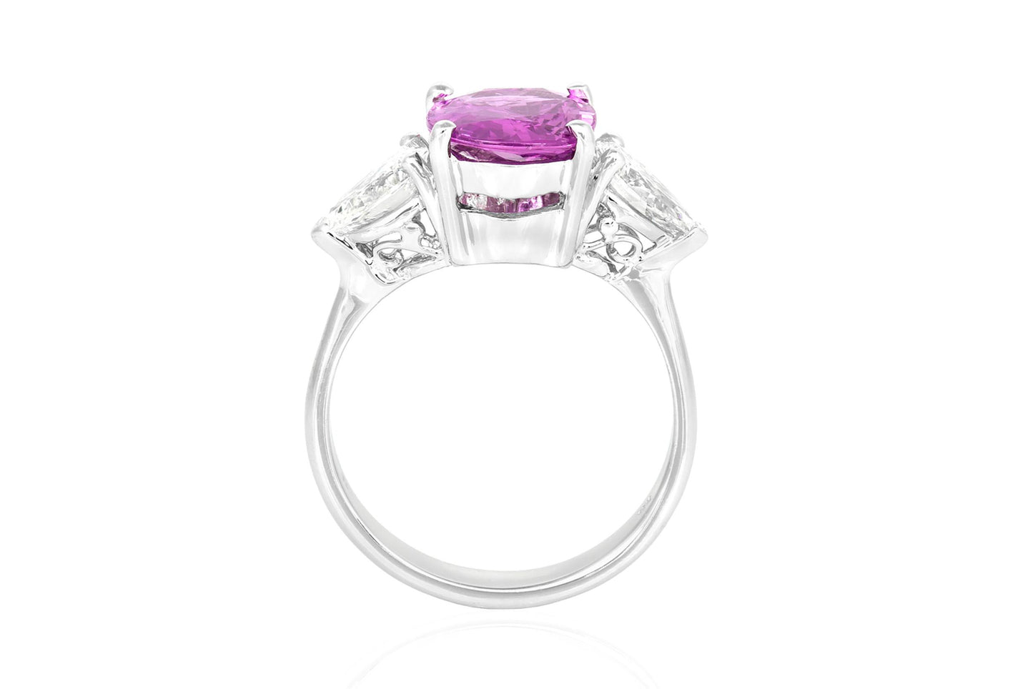 3.04 Carat Oval Cut Pink Sapphire & 1.05 Carat Diamonds Ring
