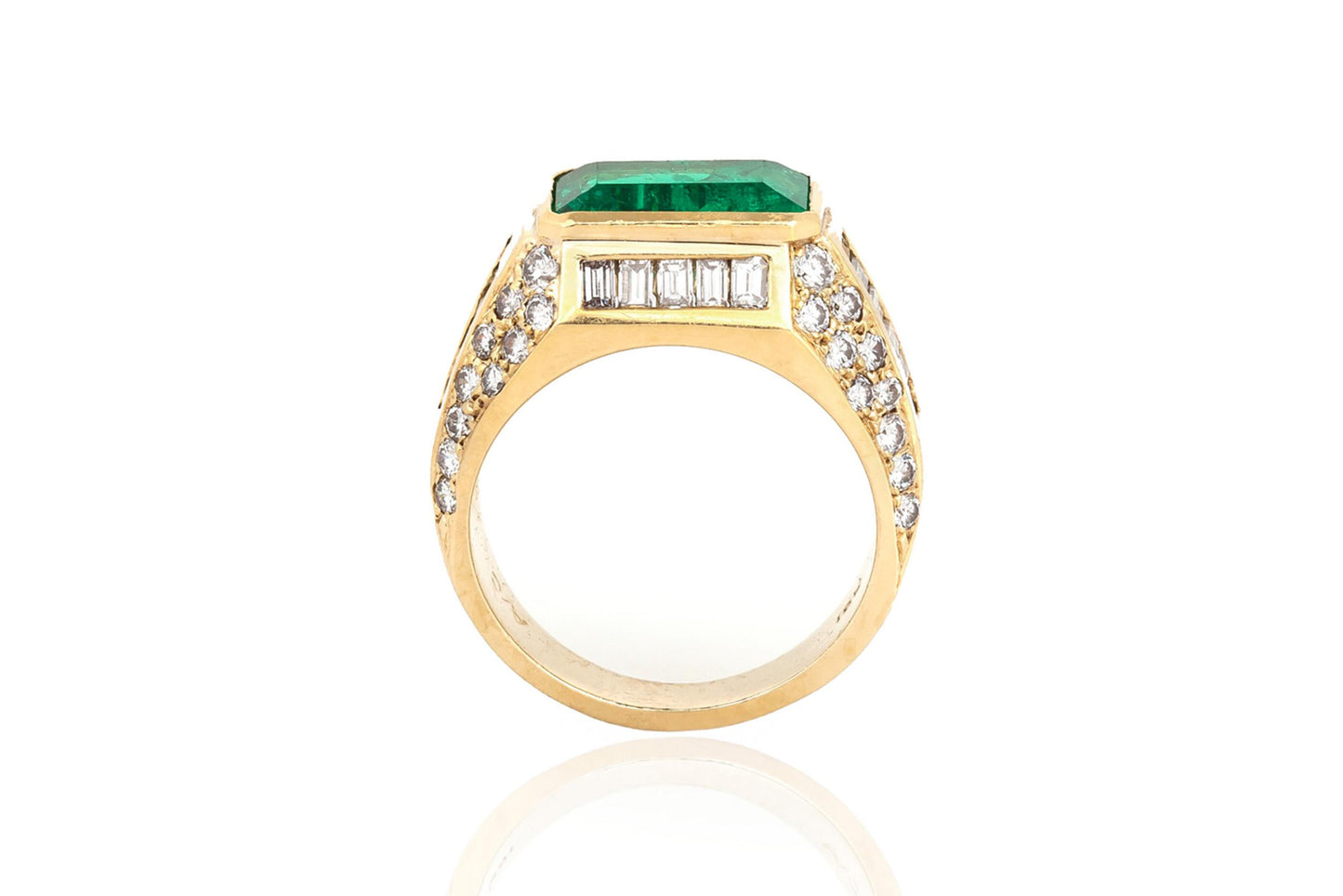 Vintage 1980s 3.06 Carat Emerald Ring with Diamonds
