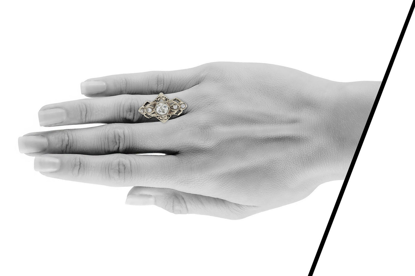 Antique Art Deco 1930s 1.50 Carat Old European Cut Diamond Dinner Ring