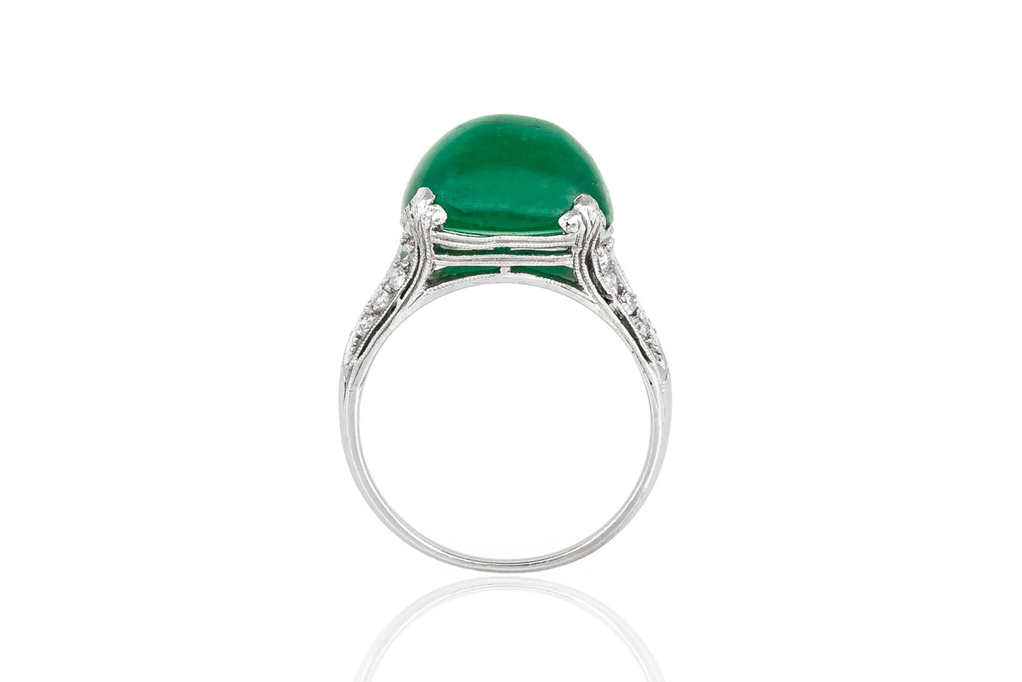 Antique Art Deco 1920s 6.50 Carat Sugarloaf Emerald Ring