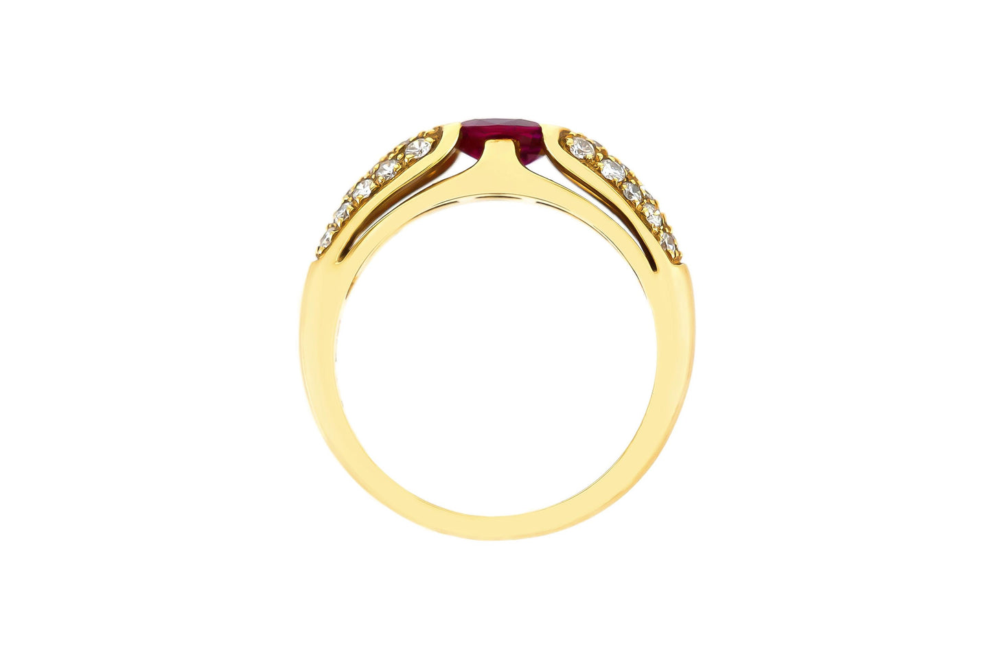 Vintage 1970s 0.60 Carat Oval Cut Ruby Ring with Diamonds