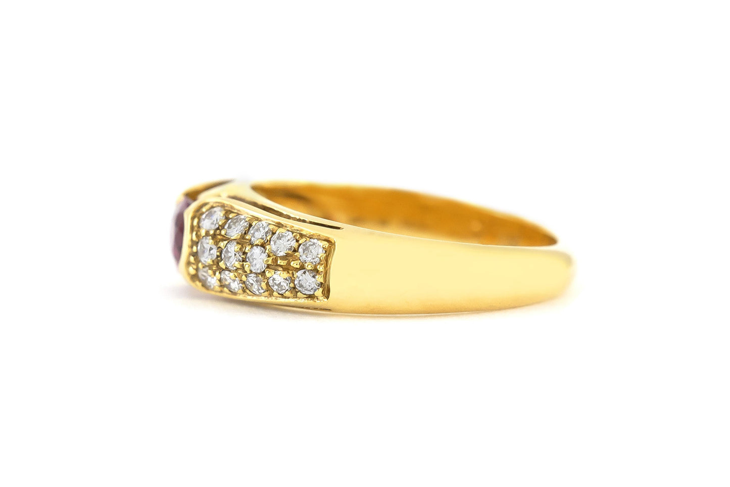 Vintage 1970s 0.60 Carat Oval Cut Ruby Ring with Diamonds