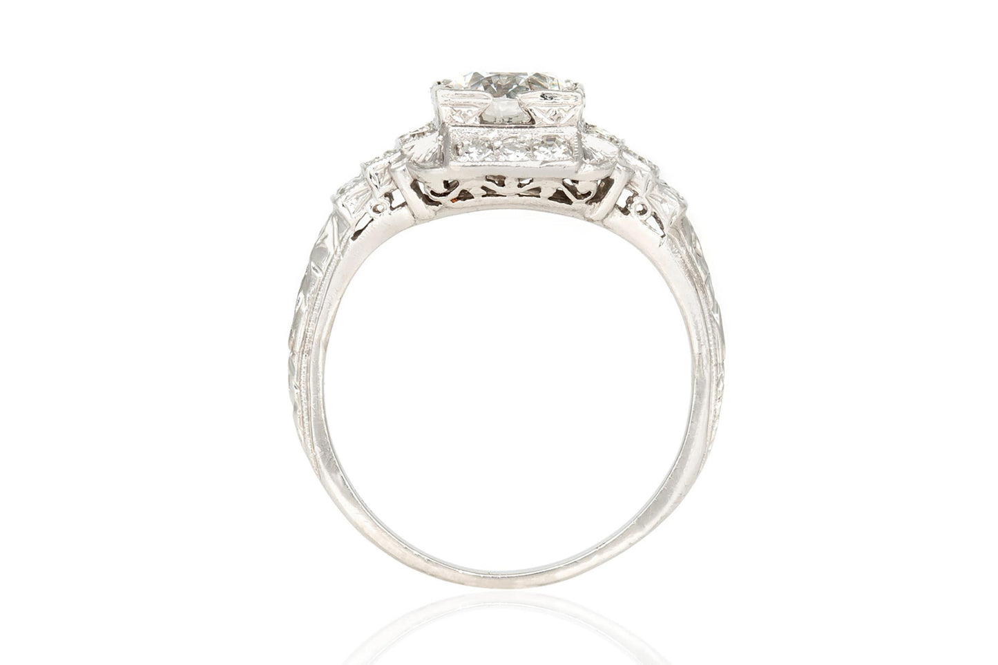 Antique Art Deco 1920s 1.28 Carat Old European Cut Diamond Engagement Ring