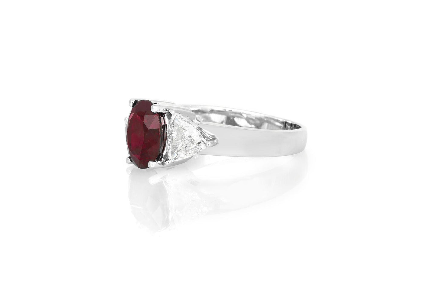 2.52 Carat Oval Cut Ruby and 1.05 Carat Diamond Ring