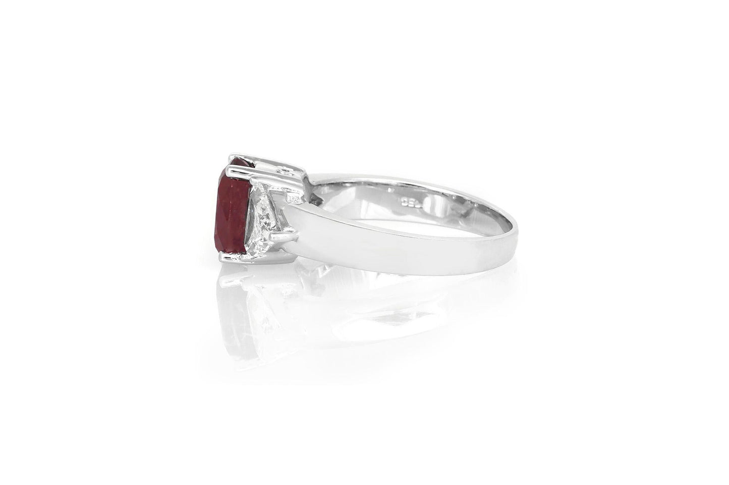 2.52 Carat Oval Cut Ruby and 1.05 Carat Diamond Ring