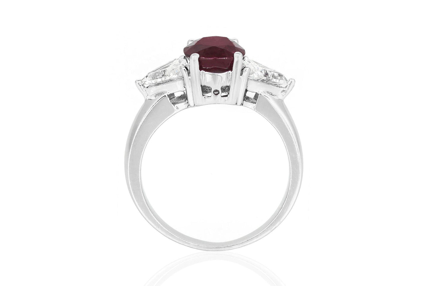 2.52 Carat Oval Cut Ruby and 1.05 Carat Diamond Ring