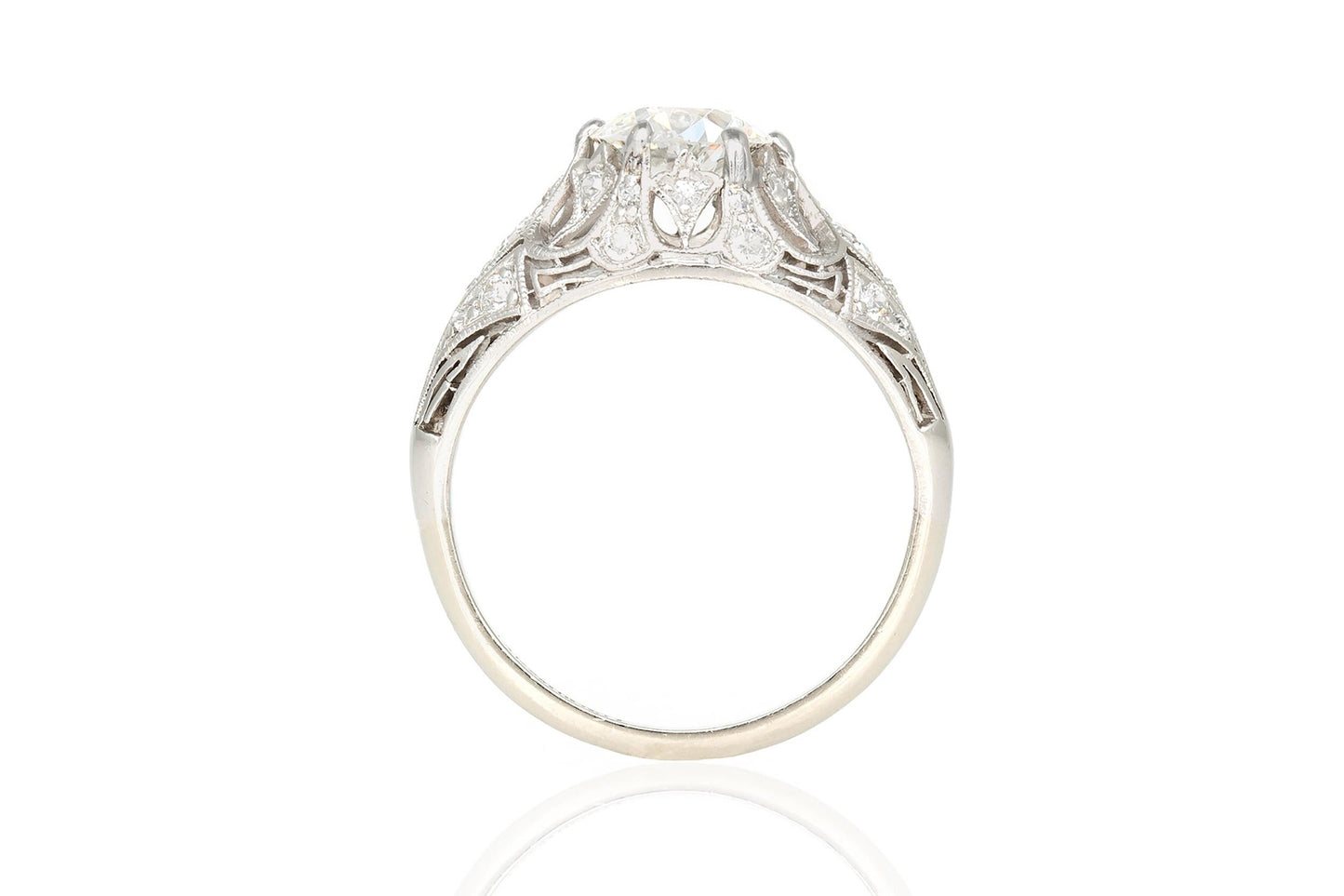 Antique Edwardian 1910s 1.30 Carat Old European Cut Diamond Engagement Ring