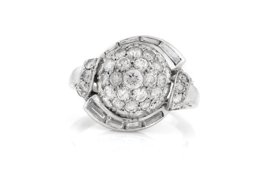 Vintage 1950s 3.00 Carat Diamond Ball Ring