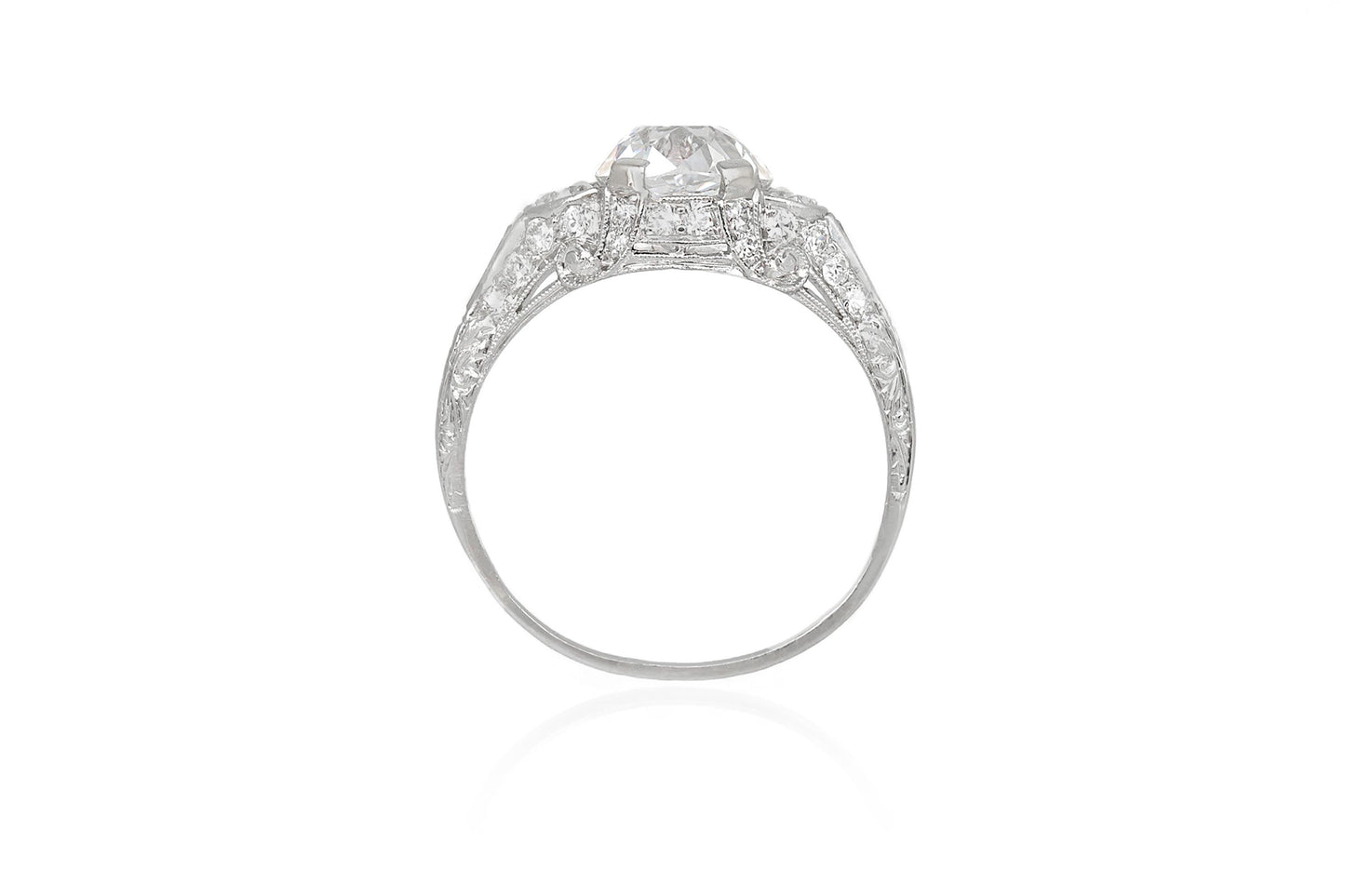 Antique Edwardian 1910s 3.00 Carat Old Mine Cut Diamond Engagement Ring