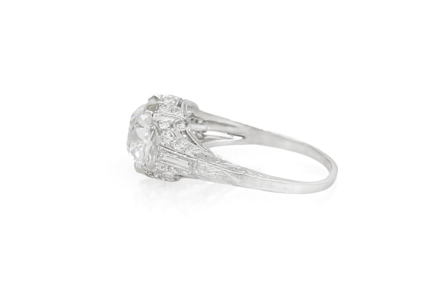 Antique Edwardian 1910s 3.00 Carat Old Mine Cut Diamond Engagement Ring