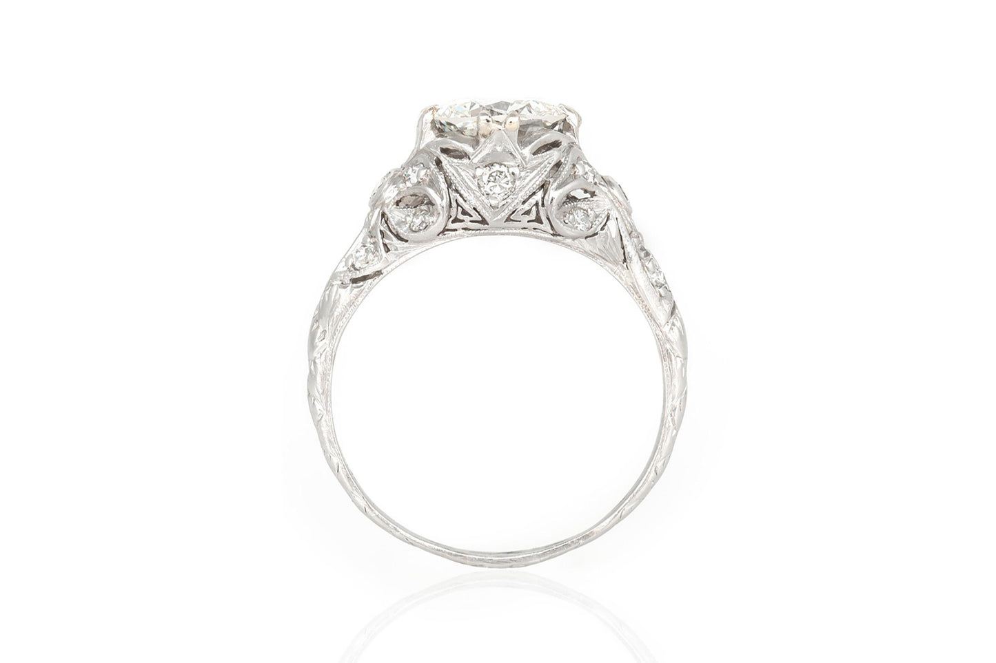 Antique Art Deco 1920s 1.51 Carat Old European Cut Diamond Engagement Ring