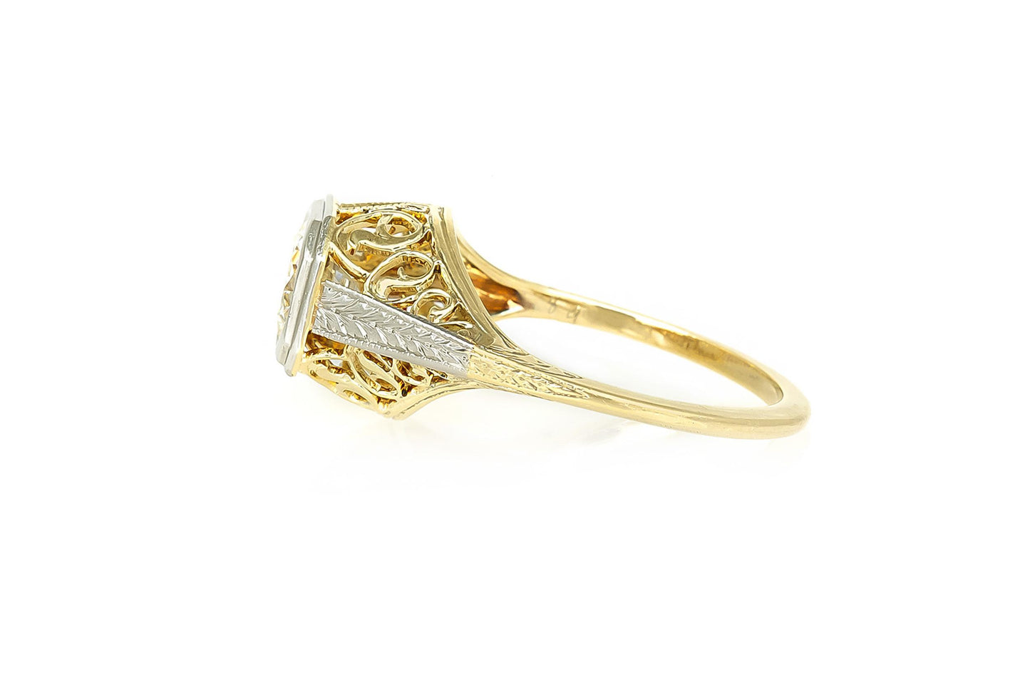 Antique Edwardian 1900s 0.92 Carat Transitional Cut Diamond Engagement Ring