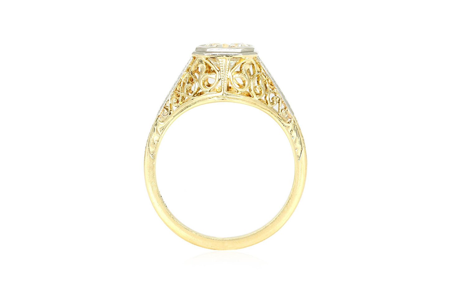 Antique Edwardian 1900s 0.92 Carat Transitional Cut Diamond Engagement Ring