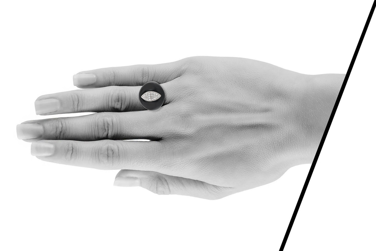 Vintage 1960s Onyx and Diamond Ring