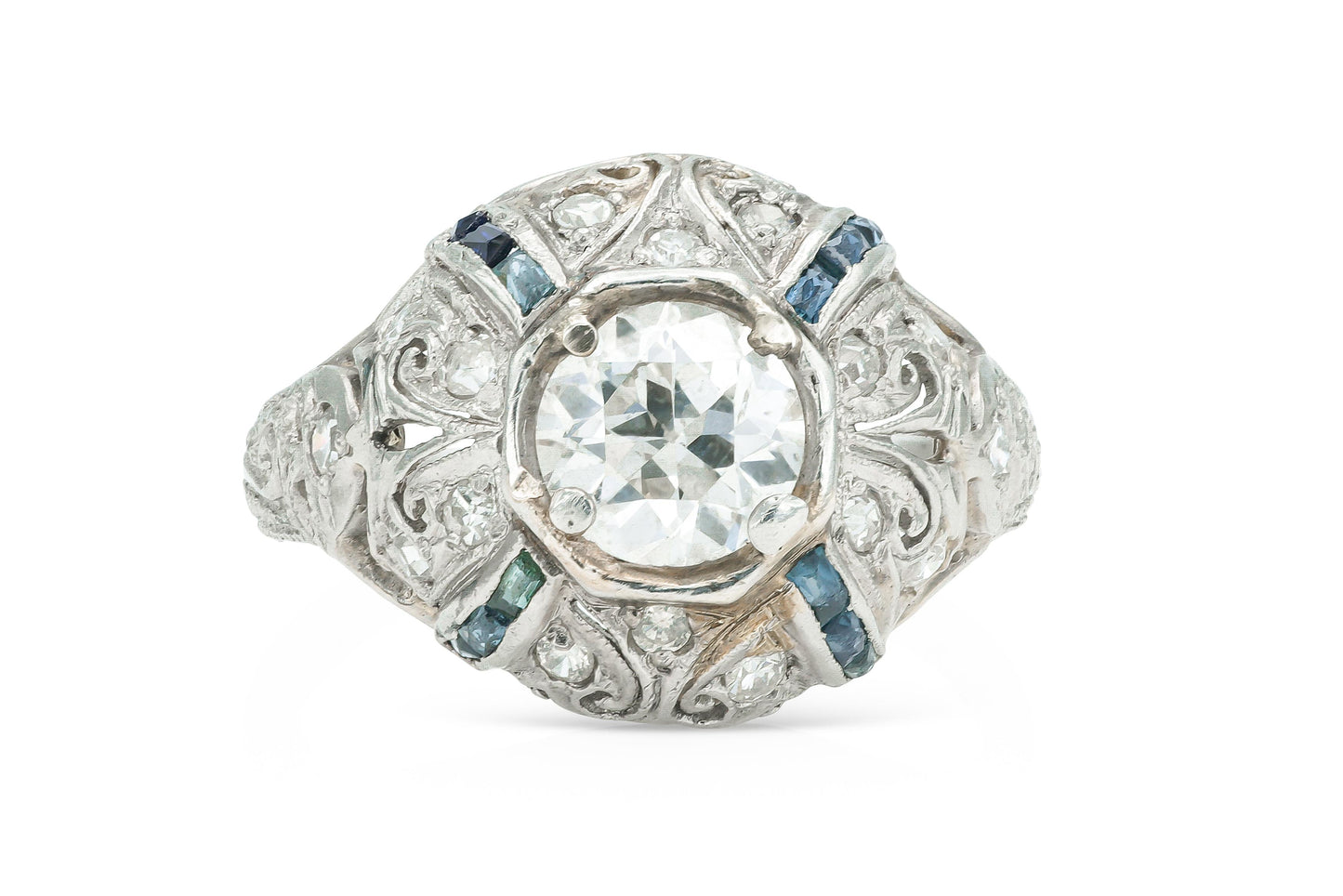 Antique Edwardian 1910s 1.10 Carat Old European Cut Diamond Engagement Ring