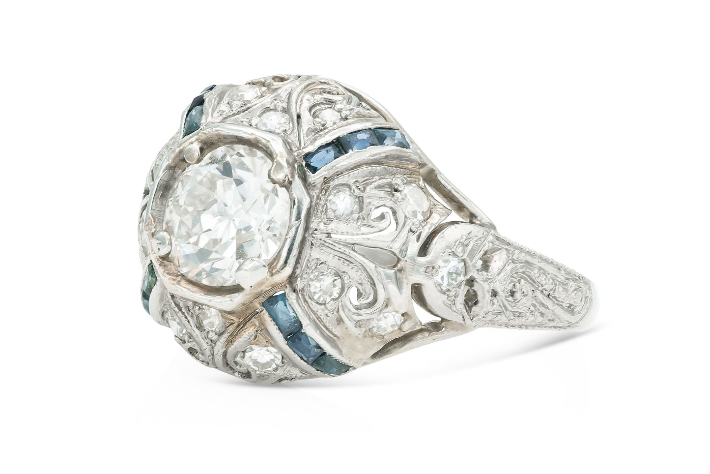 Antique Edwardian 1910s 1.10 Carat Old European Cut Diamond Engagement Ring