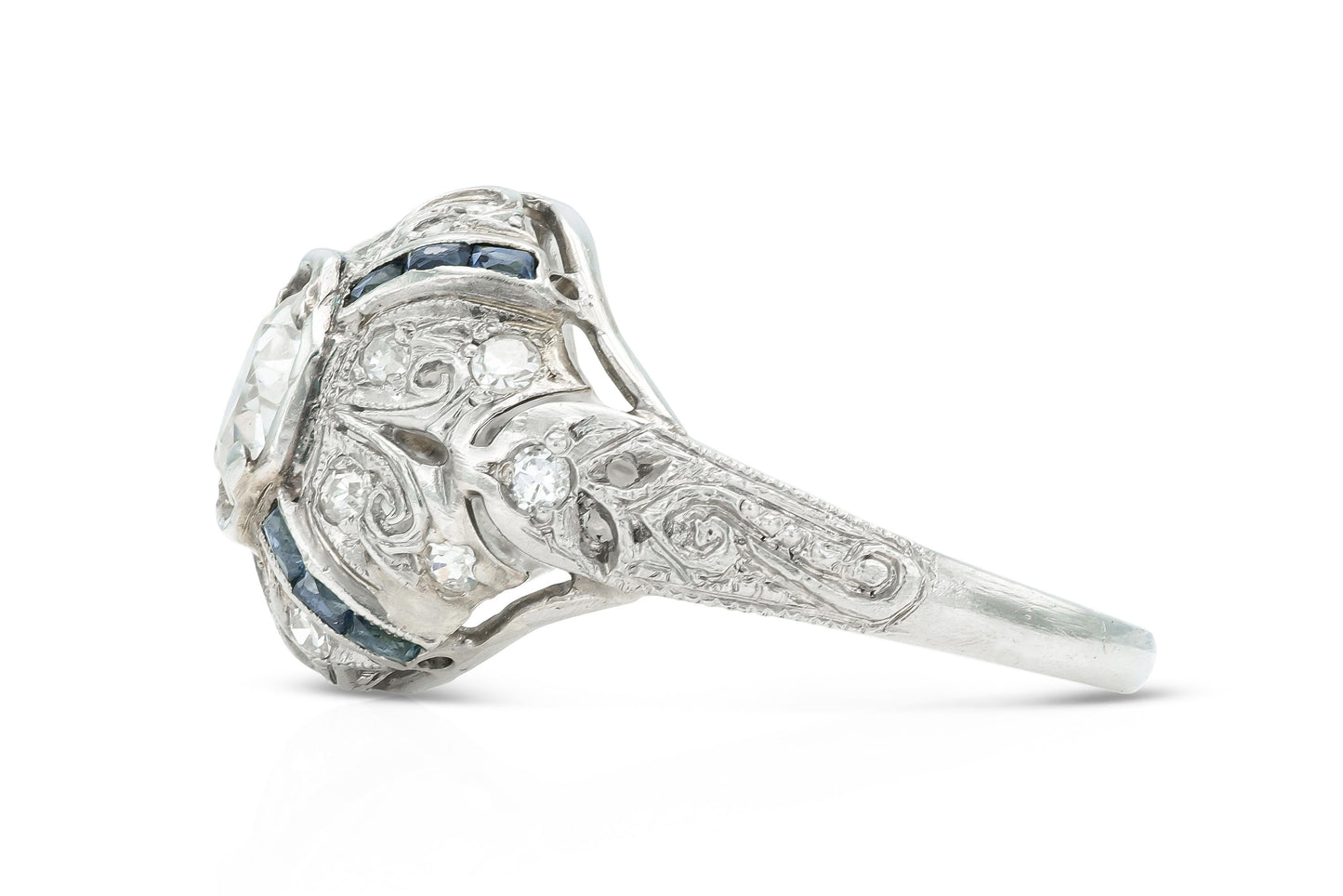 Antique Edwardian 1910s 1.10 Carat Old European Cut Diamond Engagement Ring