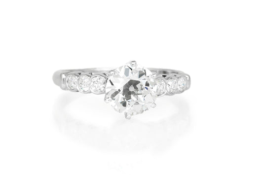 Antique Art Deco 1930s 1.25 Carat Old European Cut Diamond Engagement Ring