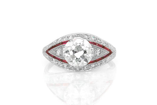 Antique Art Deco 1930s 1.50 Carat Old European Cut Diamond Engagement Ring