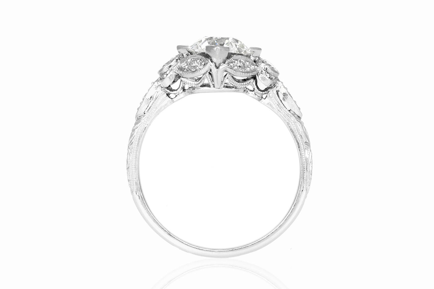 Antique Art Deco 1920s 1.45 Carat Old European Cut Diamond Engagement Ring
