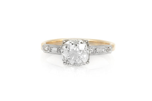 Antique Art Deco 1930s 1.67 Carat Old Mine Cut Diamond Engagement Ring