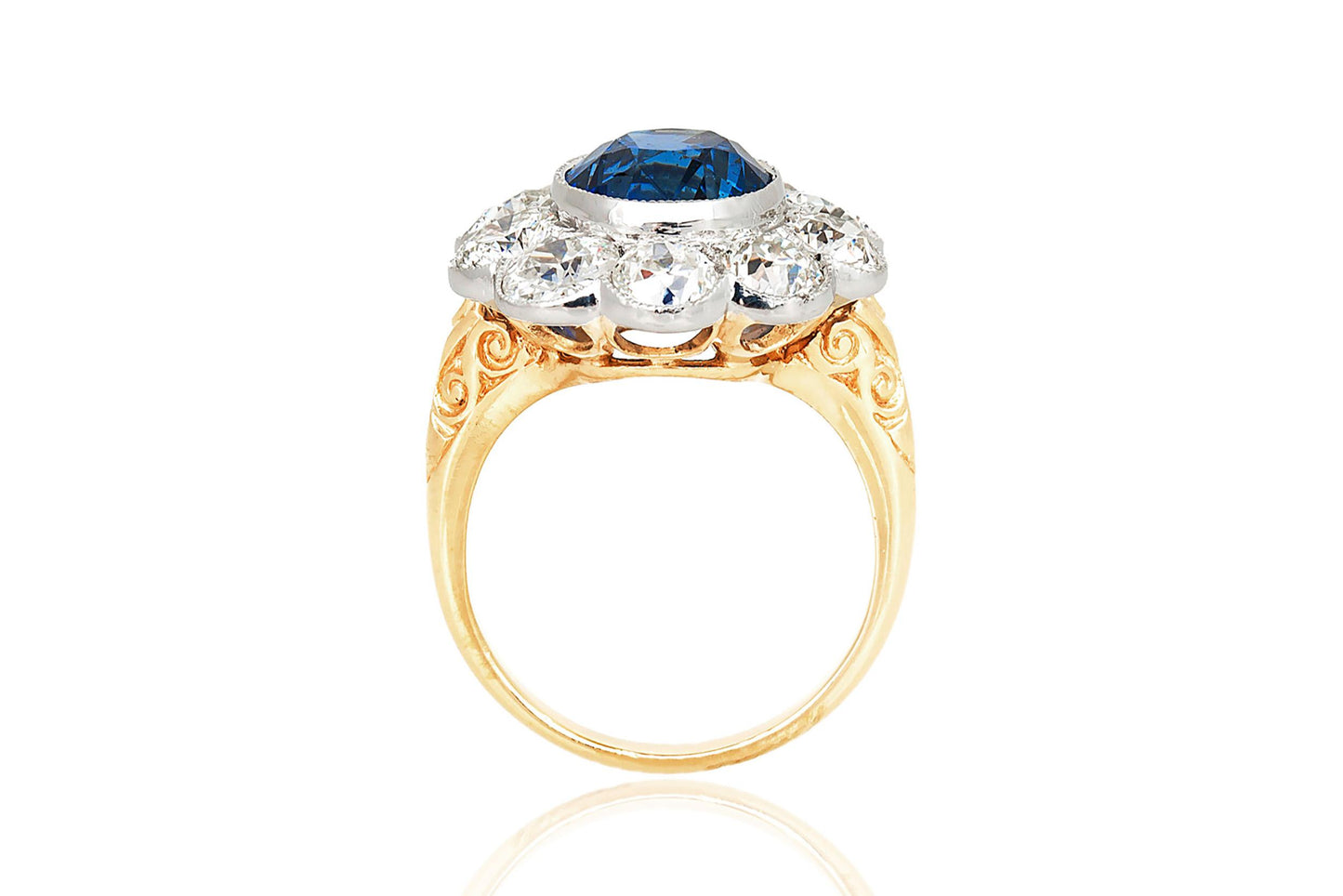 5.48 Carat Oval Cut Sapphire & 3.30 Carat Diamond Cluster Ring