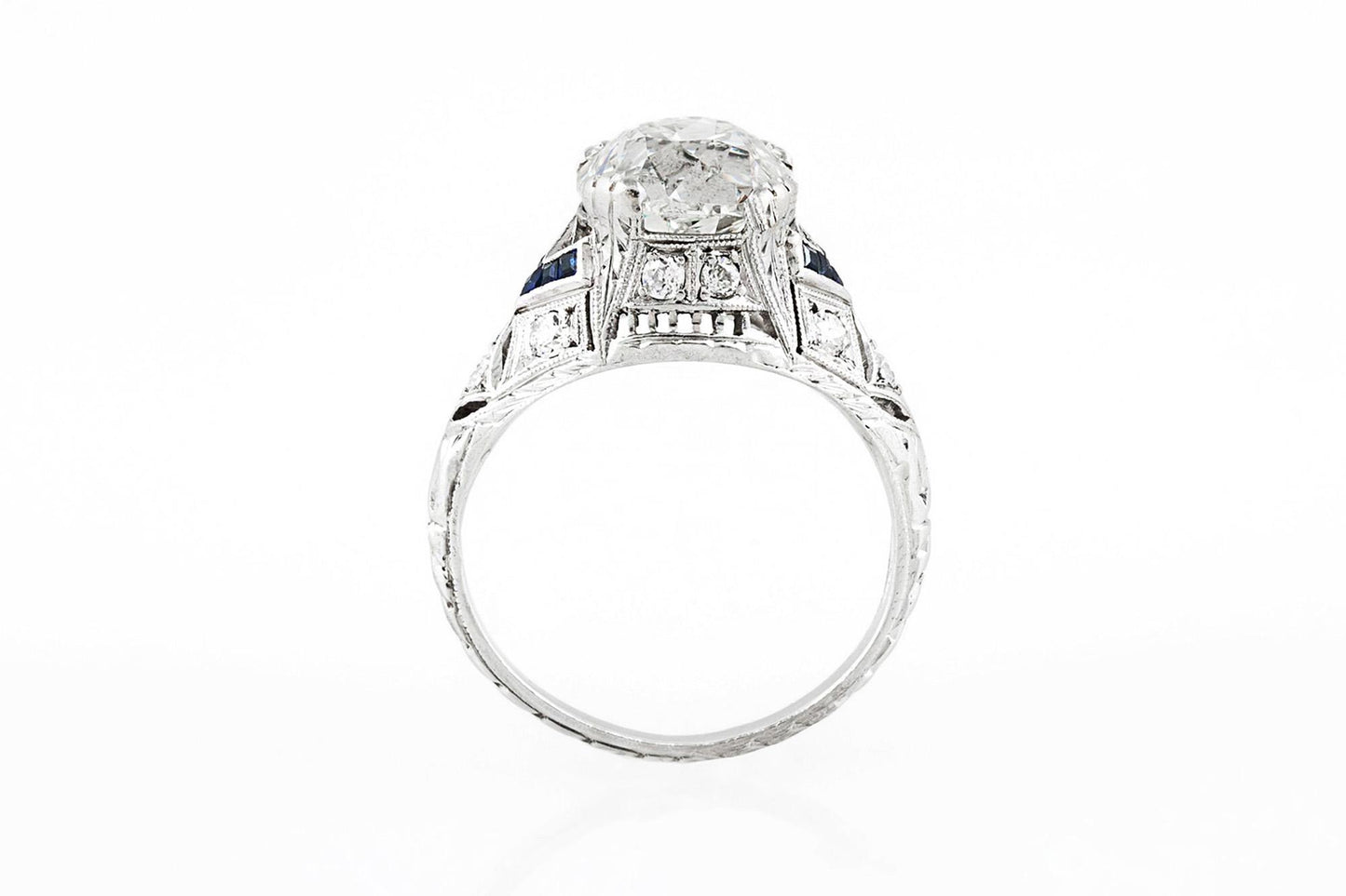 Antique Art Deco 1930s 4.01 Carat Old Mine Cut Diamond Engagement Ring