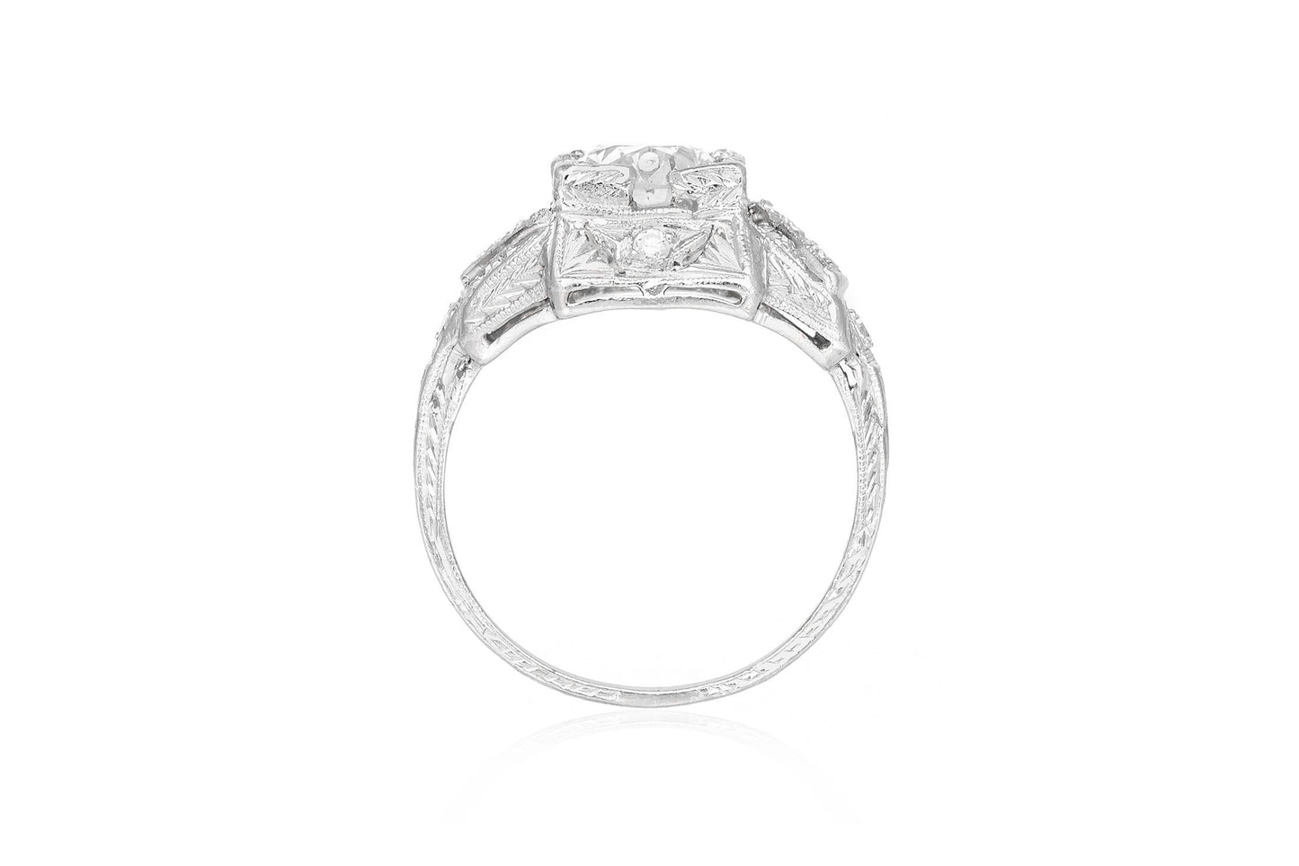 Antique Art Deco 1930s 1.57 Carat Old European Cut Diamond Engagement Ring