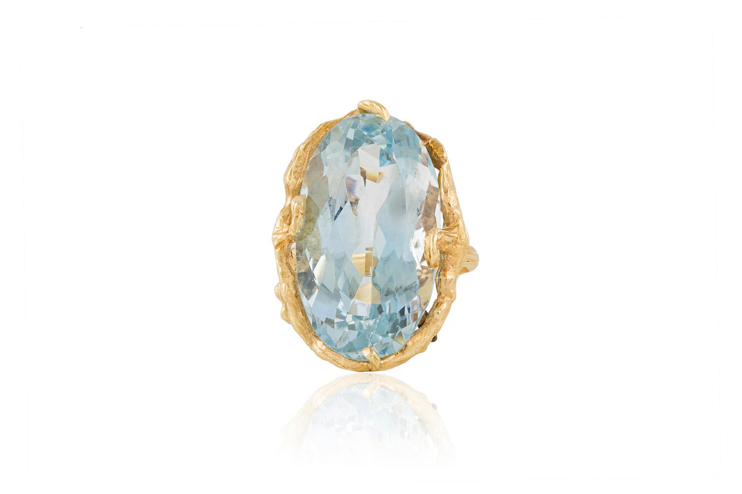 Vintage 1970s 30.00 Carat Oval Cut Aquamarine Ring