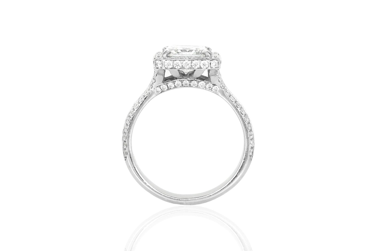 2.00 Carat GIA Certified Square Emerald Cut Diamond Engagement Ring with Halo