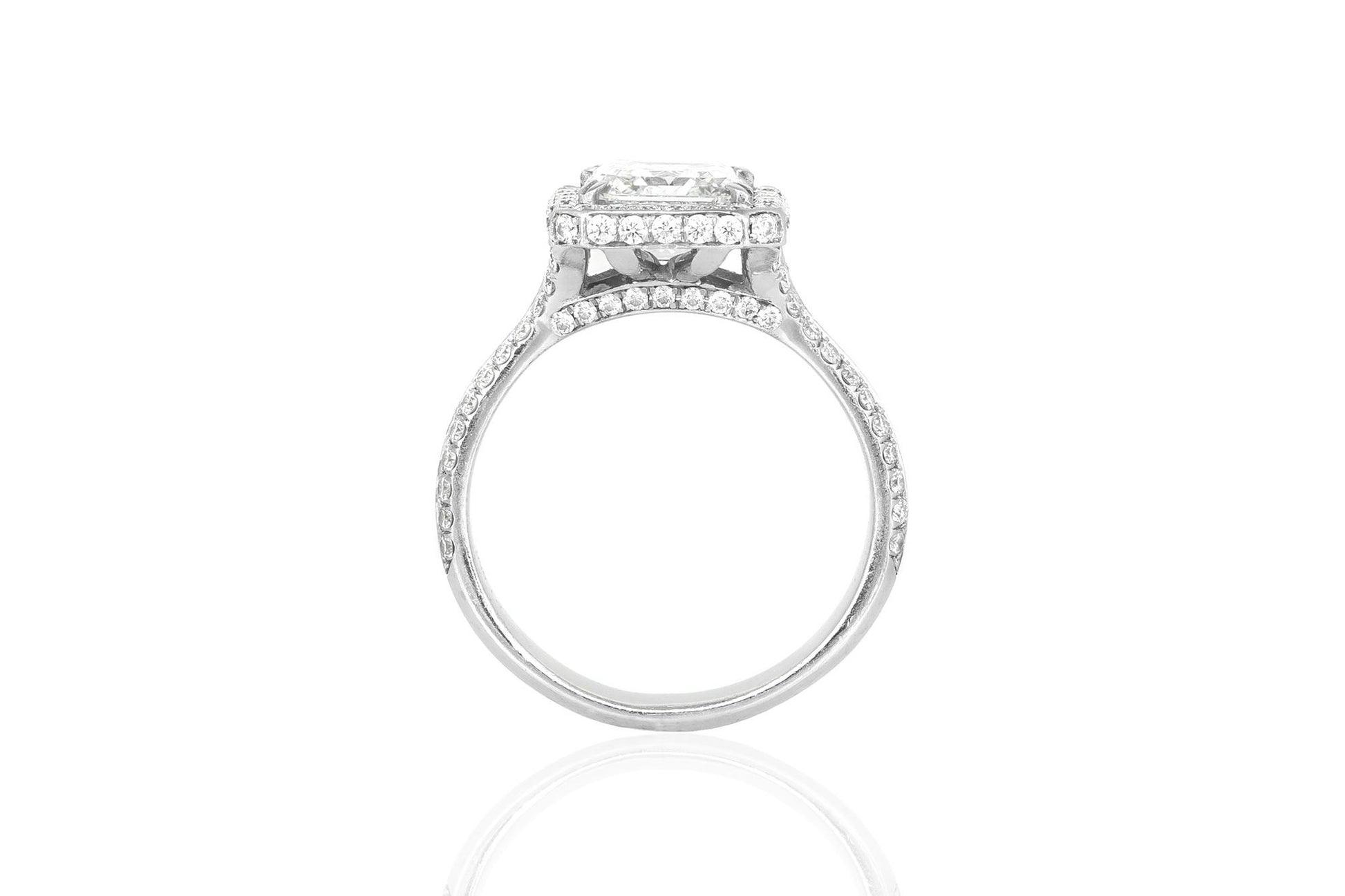 2.00 Carat GIA Certified Square Emerald Cut Diamond Engagement Ring with Halo