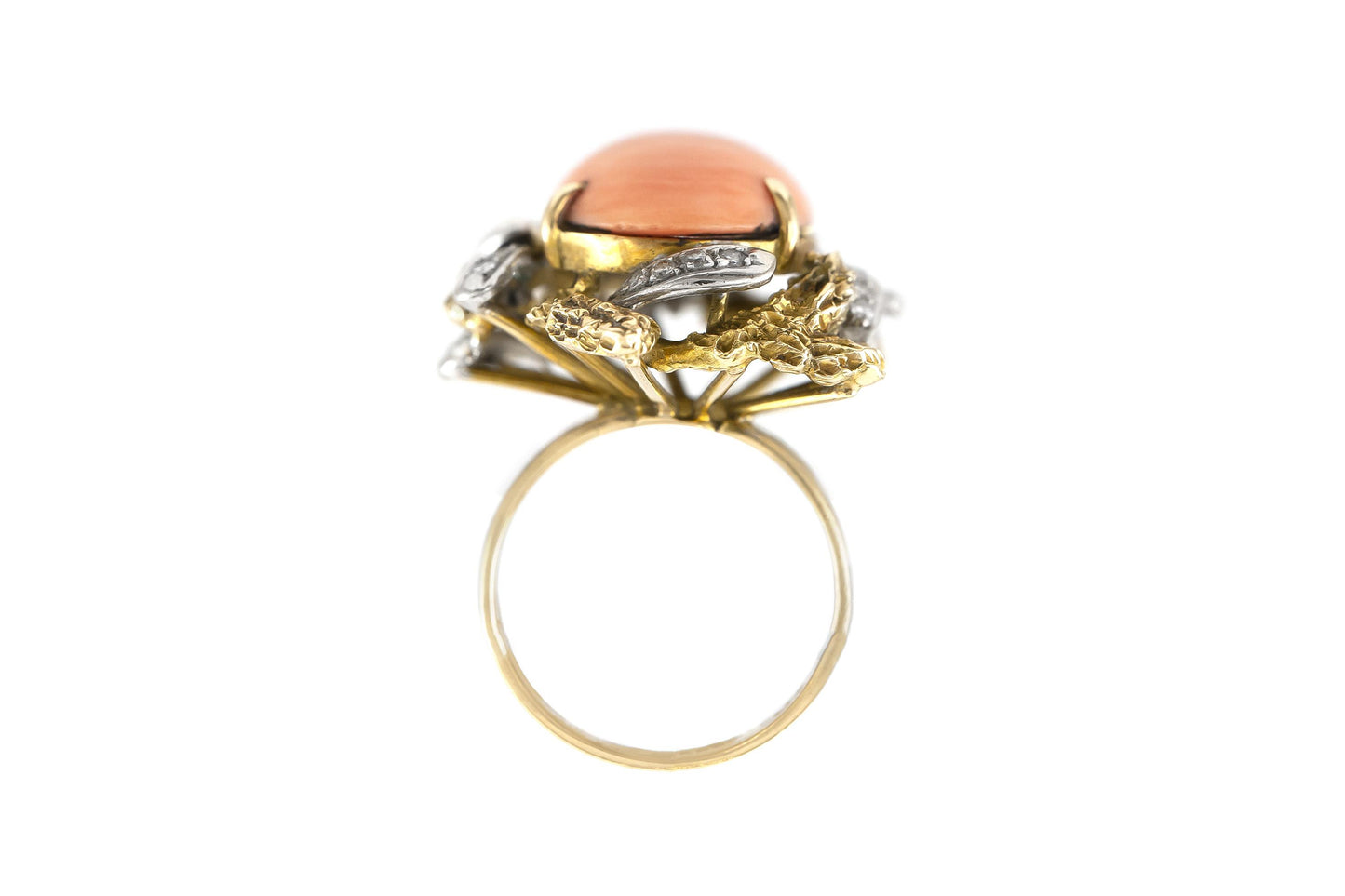 Vintage 1940s Retro Coral and Diamonds Ring