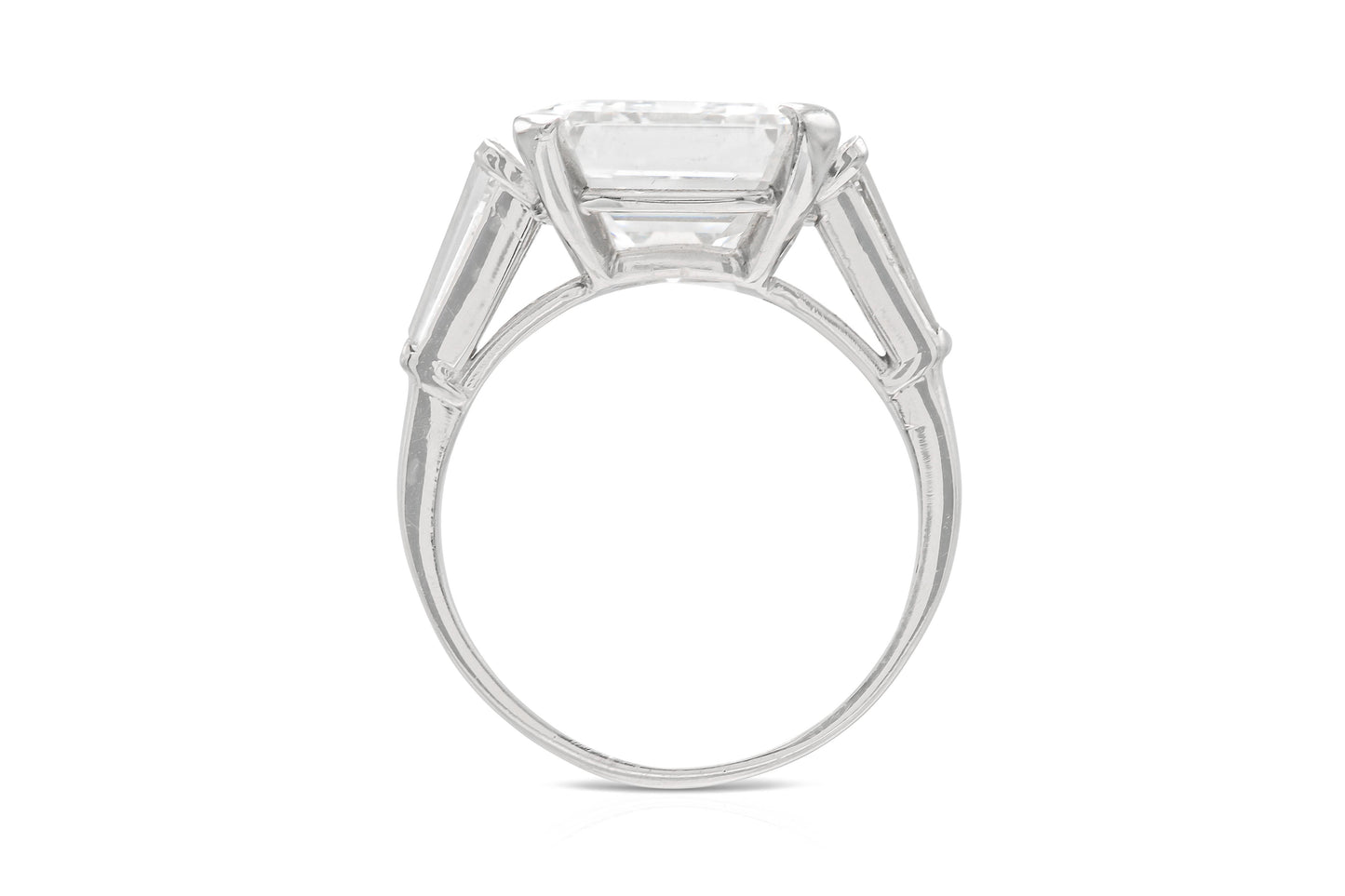 6.17 Carat Square Emerald Cut Diamond Engagement Ring