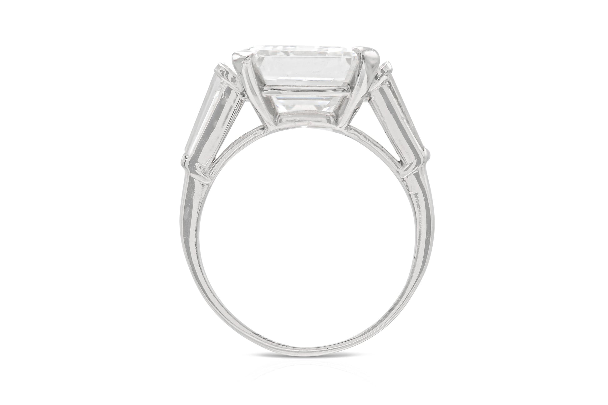 6.17 Carat Square Emerald Cut Diamond Engagement Ring